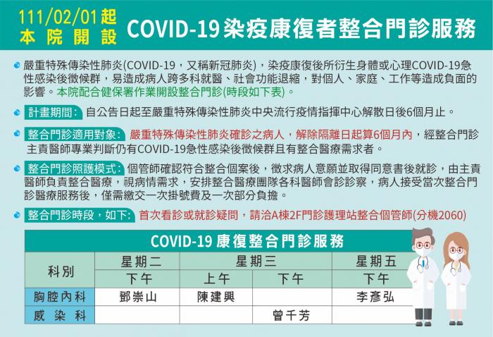 2022年02月份COVID-19染疫康復者整合門診服務