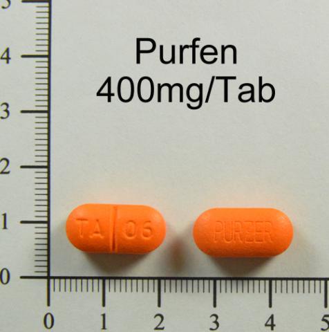 商品名:Purfen Tab 400mg<br>中文名:普服芬膜衣錠400毫克
