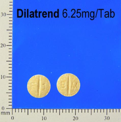 商品名:Dilatrend<br>中文名:達利全錠 6.25毫克