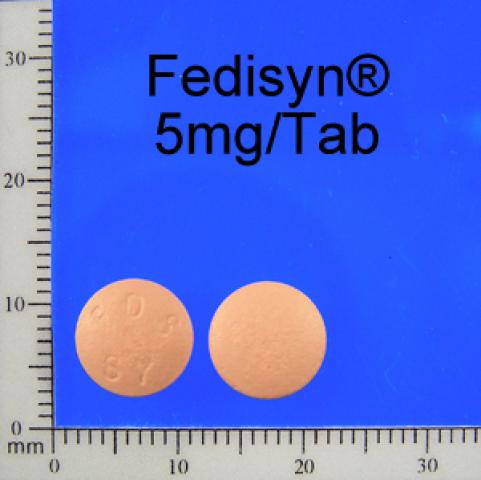 商品名:Fedisyn E.R. Tab 5mg<br>中文名:菲迪欣持續性藥效膜衣錠5毫克