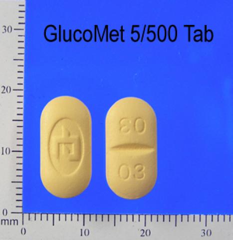 商品名:GlucoMet 5/500<br>中文名:克醣美錠 5/500毫克                    ★