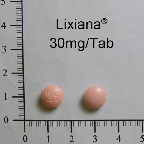 商品名:Lixiana F.C.Tablets 30mg<br>中文名:里先安膜衣錠30毫克                             ★