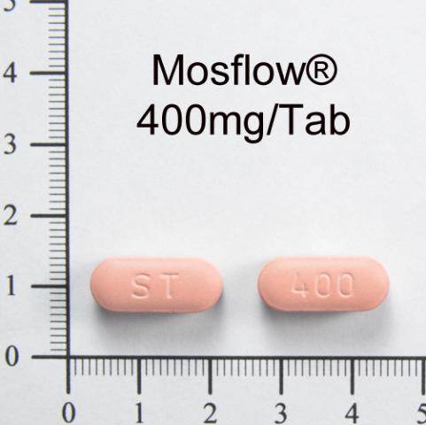 商品名:Mosflow Film Coated Tablets 400mg<br>中文名:摩斯羅膜衣錠400毫克 