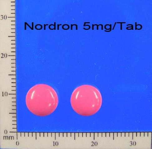 商品名:Nordron Tab 5mg<br>中文名:拿能寧糖衣錠