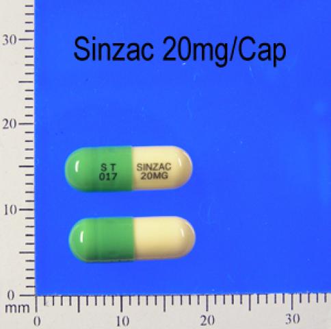 商品名:Sinzac<br>中文名:信樂膠囊20毫克