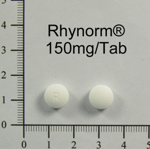 商品名:Rhynorm Film Coated Tablets 150 mg<br>中文名:律諾膜衣錠 150 毫克 