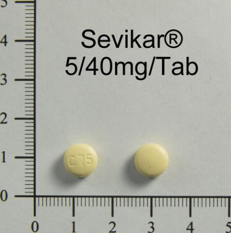 商品名:Sevikar 5/40mg Tab<br>中文名:舒脈康膜衣錠5/40毫克