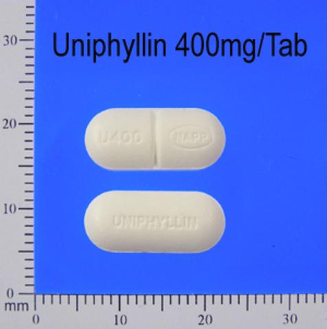 商品名:Uniphyllin Continus Tablet<br>中文名:優汝喘持續性藥效錠400公絲