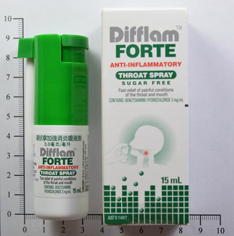 商品名:Difflam Forte Anti-inflammatory Throat Spray<br>中文名:得伏寧加強消炎噴液劑